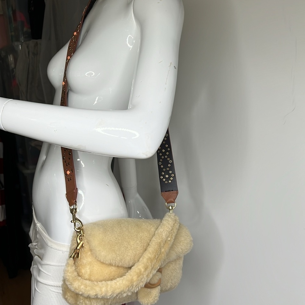 Coach Shearling Beige Fur Pillow Tabby Shoulder Crossbody Bag - Picture 5 of 16